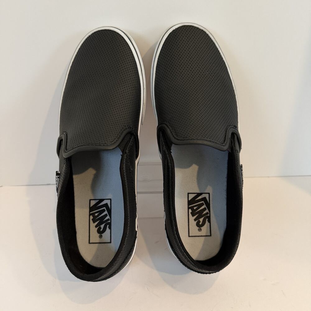 Vans Asher Classic Slip-On Black Perforated Leather –Women’s 9